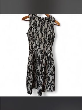 HD in Paris Black Lace Mini Dress with Cream Underlay